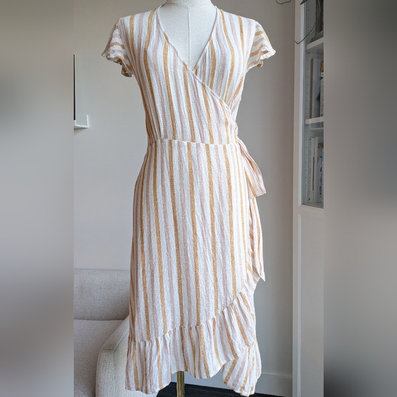 Rails Dresses & Skirts - RAILS Brigitte-Pip Amber Striped Wrap Dress